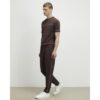 Slim Fit Piped Textured Joggers in Brown