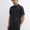 Slim Fit Pique Badge Polo Shirt in Black