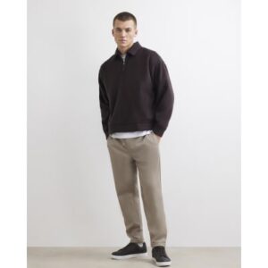 Slim Fit Pique Turnup Hem Joggers in Beige