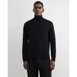 Slim Fit Roll Neck Jumper in Black