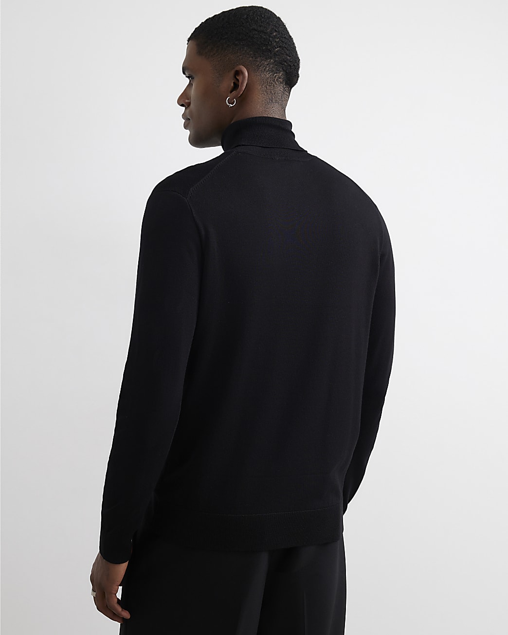 Slim Fit Roll Neck Jumper in Black - Image 3 Slim Fit Roll Neck Jumper in Black