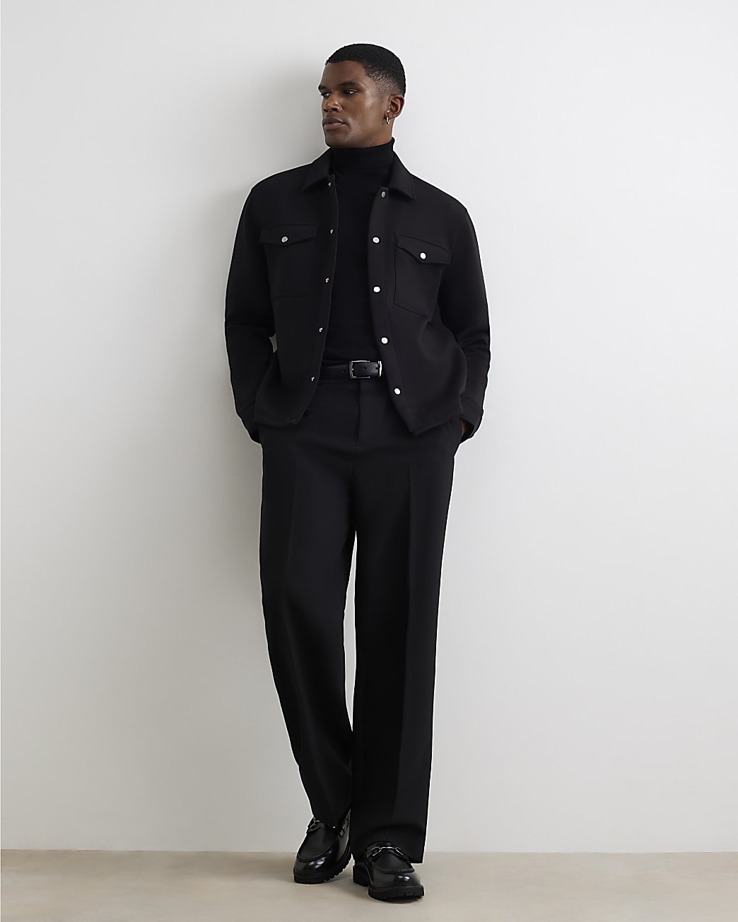 Slim Fit Roll Neck Jumper in Black - Image 4 Slim Fit Roll Neck Jumper in Black