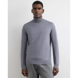 Slim Fit Roll Neck Jumper in Grey
