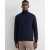 Slim Fit Roll Neck Jumper in Navy
