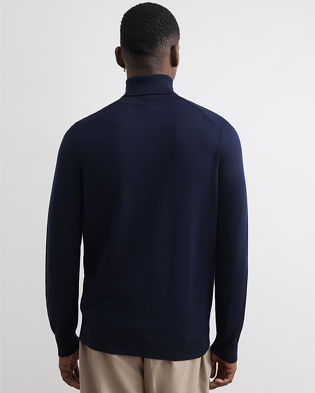 Slim Fit Roll Neck Jumper in Navy - Image 3 Slim Fit Roll Neck Jumper in Navy