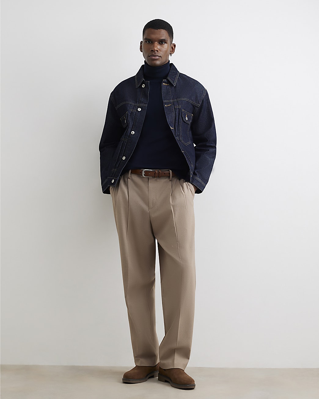 Slim Fit Roll Neck Jumper in Navy - Image 4 Slim Fit Roll Neck Jumper in Navy