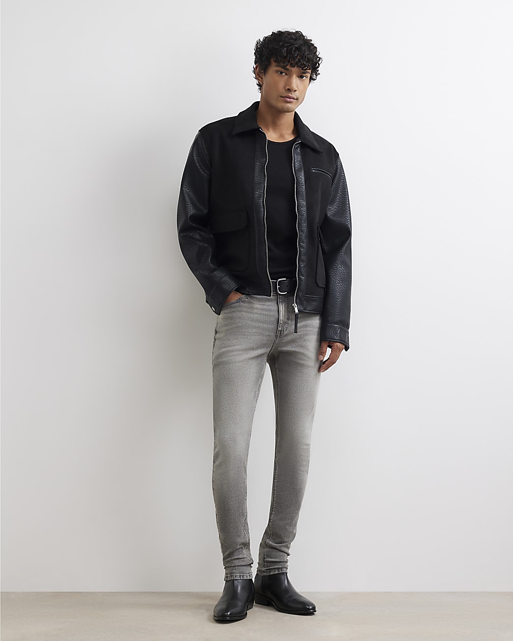 Slim Fit Spray on Jeans in Grey - Image 2 Slim Fit Spray on Jeans in Grey