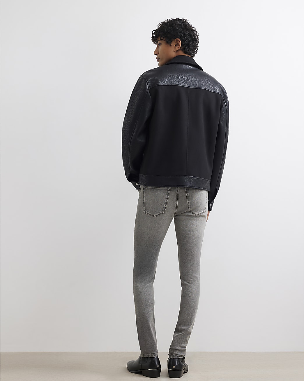 Slim Fit Spray on Jeans in Grey - Image 3 Slim Fit Spray on Jeans in Grey