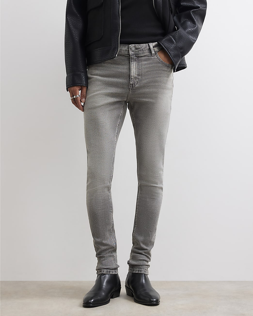Slim Fit Spray on Jeans in Grey - Image 4 Slim Fit Spray on Jeans in Grey