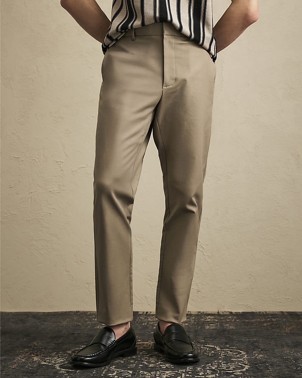 Slim Fit Stretch Chino Trousers in Beige - Image 4 Slim Fit Stretch Chino Trousers in Beige