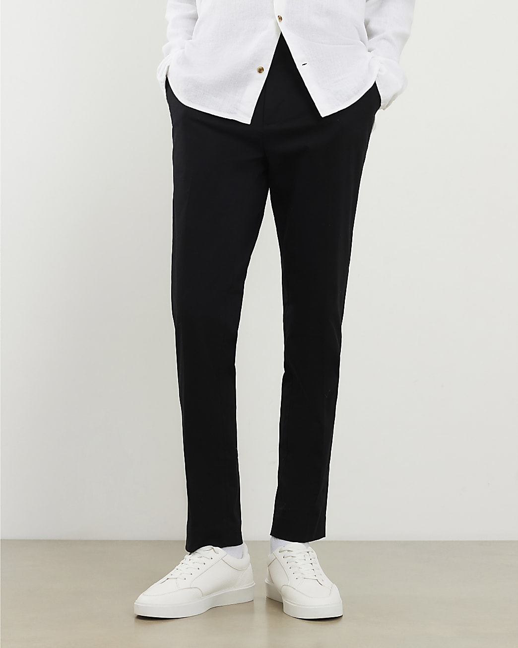 Slim Fit Stretch Chino Trousers in Black - Image 4 Slim Fit Stretch Chino Trousers in Black