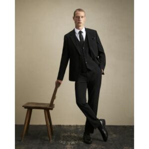 Slim Fit Tailored Suit Trousers in Black