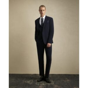 Slim Fit Tailored Suit Trousers in Navy