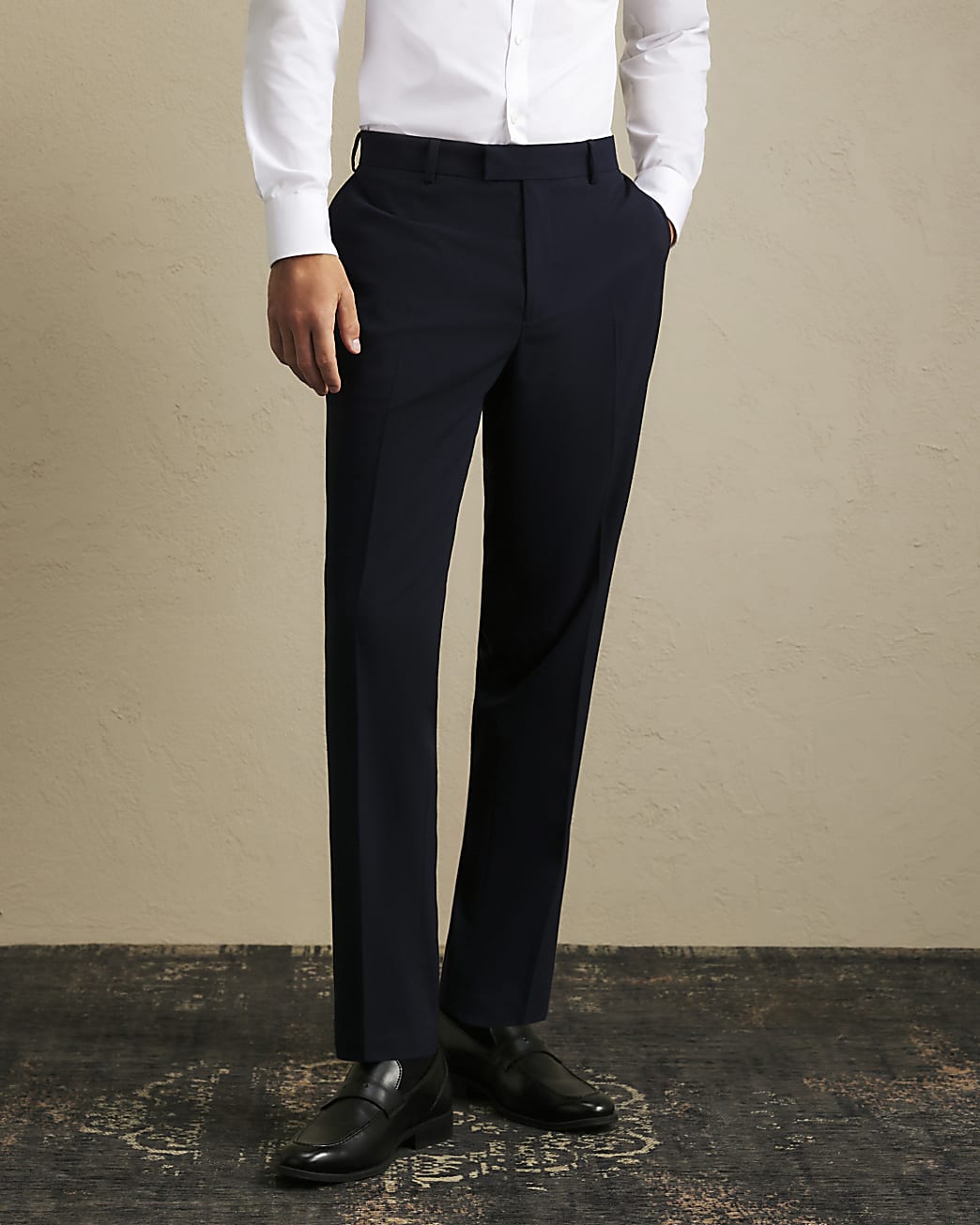 Slim Fit Tailored Suit Trousers in Navy - Image 4 Slim Fit Tailored Suit Trousers in Navy