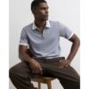 Slim Fit Zip Neck Waffle Polo Shirt in Blue