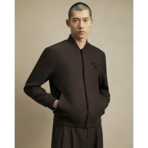 Smart Twill Bomber Jacket in Brown