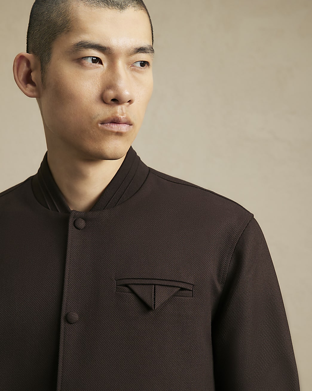Smart Twill Bomber Jacket in Brown - Image 3 Smart Twill Bomber Jacket in Brown