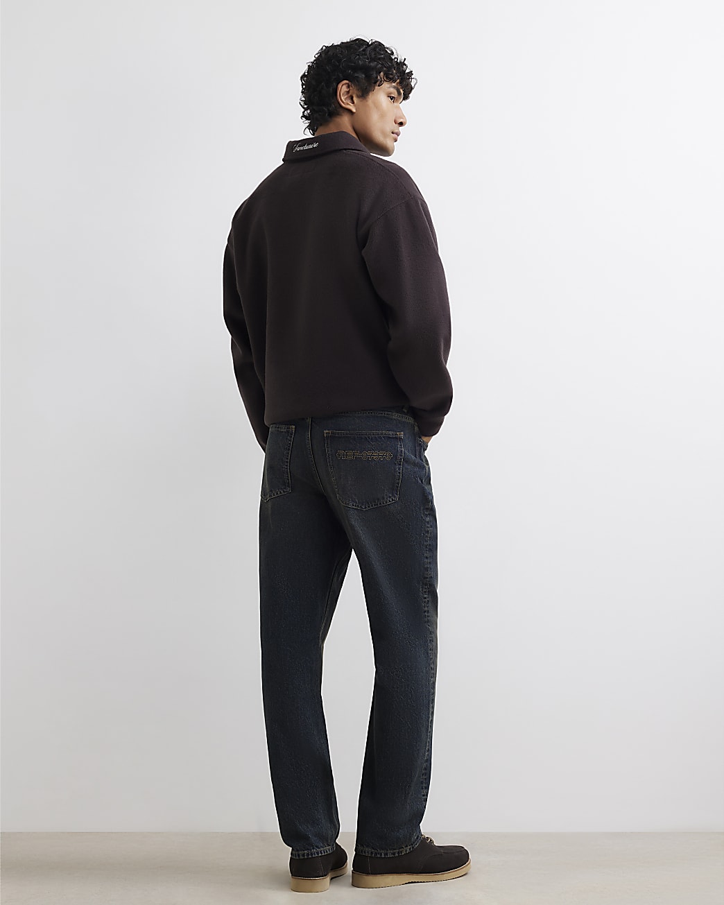 Straight Leg Dark Wash Jeans in Blue - Image 3 Straight Leg Dark Wash Jeans in Blue
