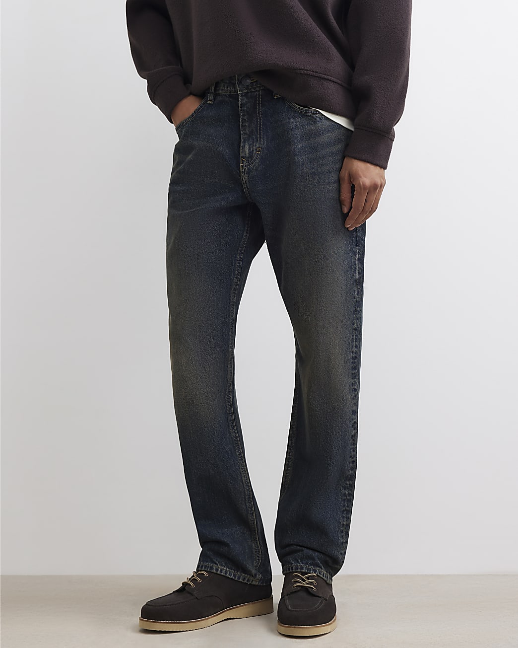 Straight Leg Dark Wash Jeans in Blue - Image 4 Straight Leg Dark Wash Jeans in Blue