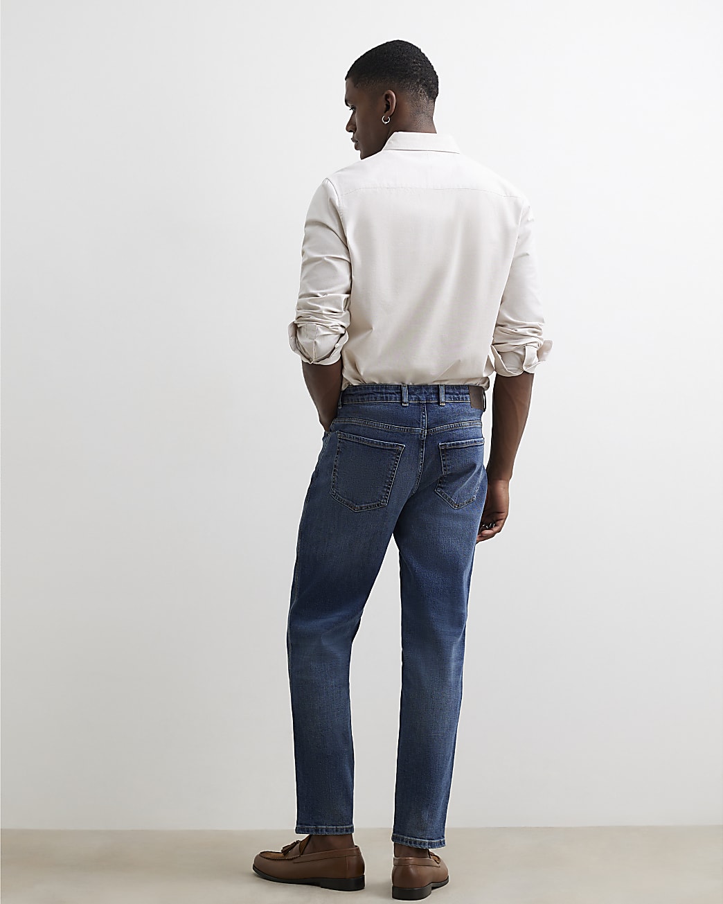 Tapered Fit Stretch Jeans in Blue - Image 3 Tapered Fit Stretch Jeans in Blue