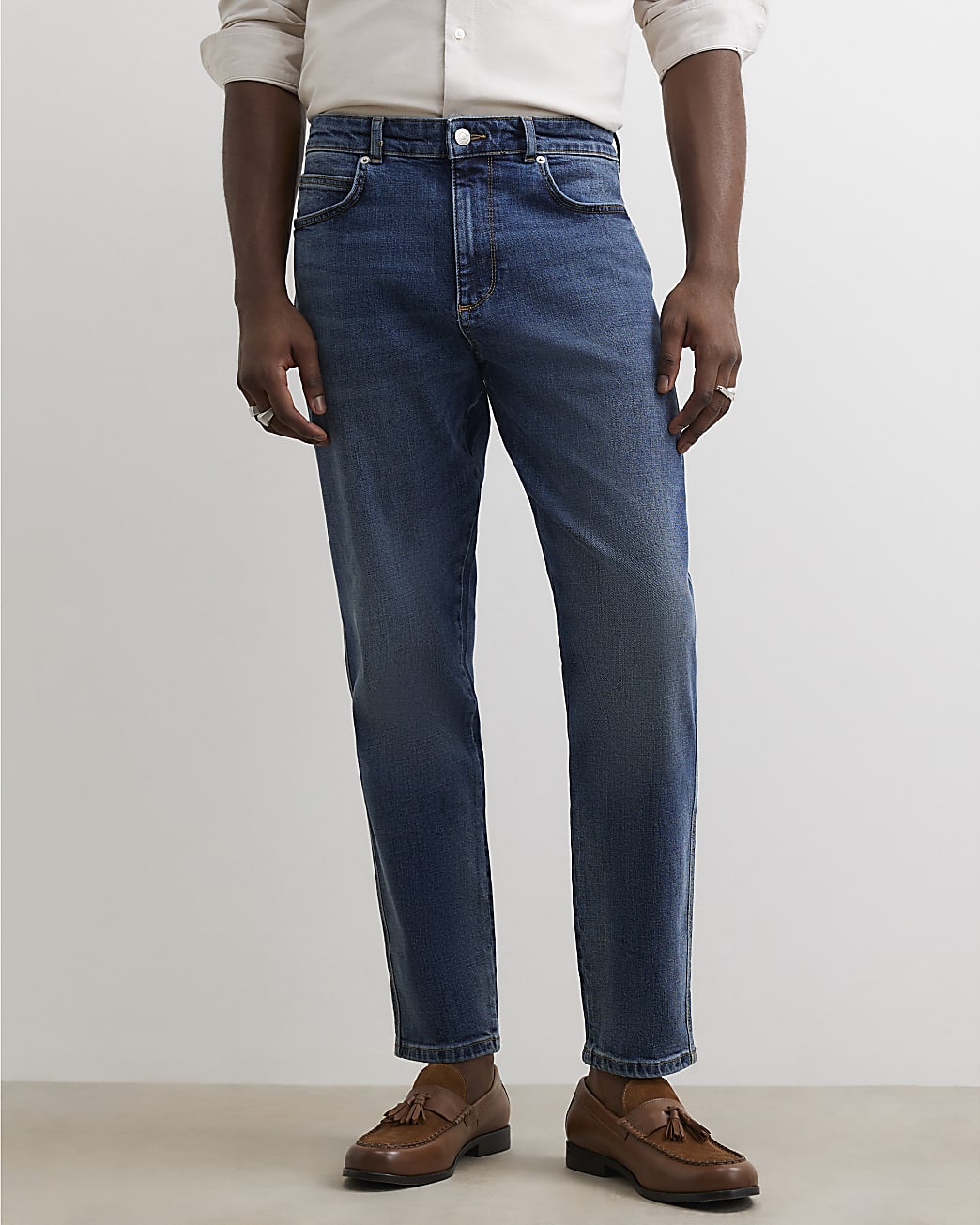 Tapered Fit Stretch Jeans in Blue - Image 4 Tapered Fit Stretch Jeans in Blue