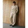 Twisted Tailor Pinstripe Trousers in Beige
