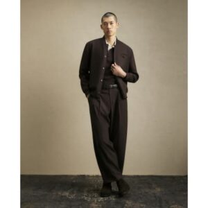 Wide Fit Twill Trousers in Brown