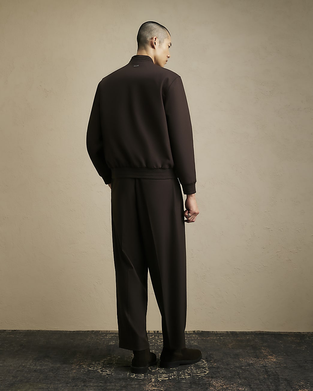 Wide Fit Twill Trousers in Brown - Image 3 Wide Fit Twill Trousers in Brown