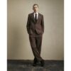 Wide Leg Check Suit Trousers in Brown