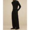 Wide Leg Fixed Waist Joggers in Black