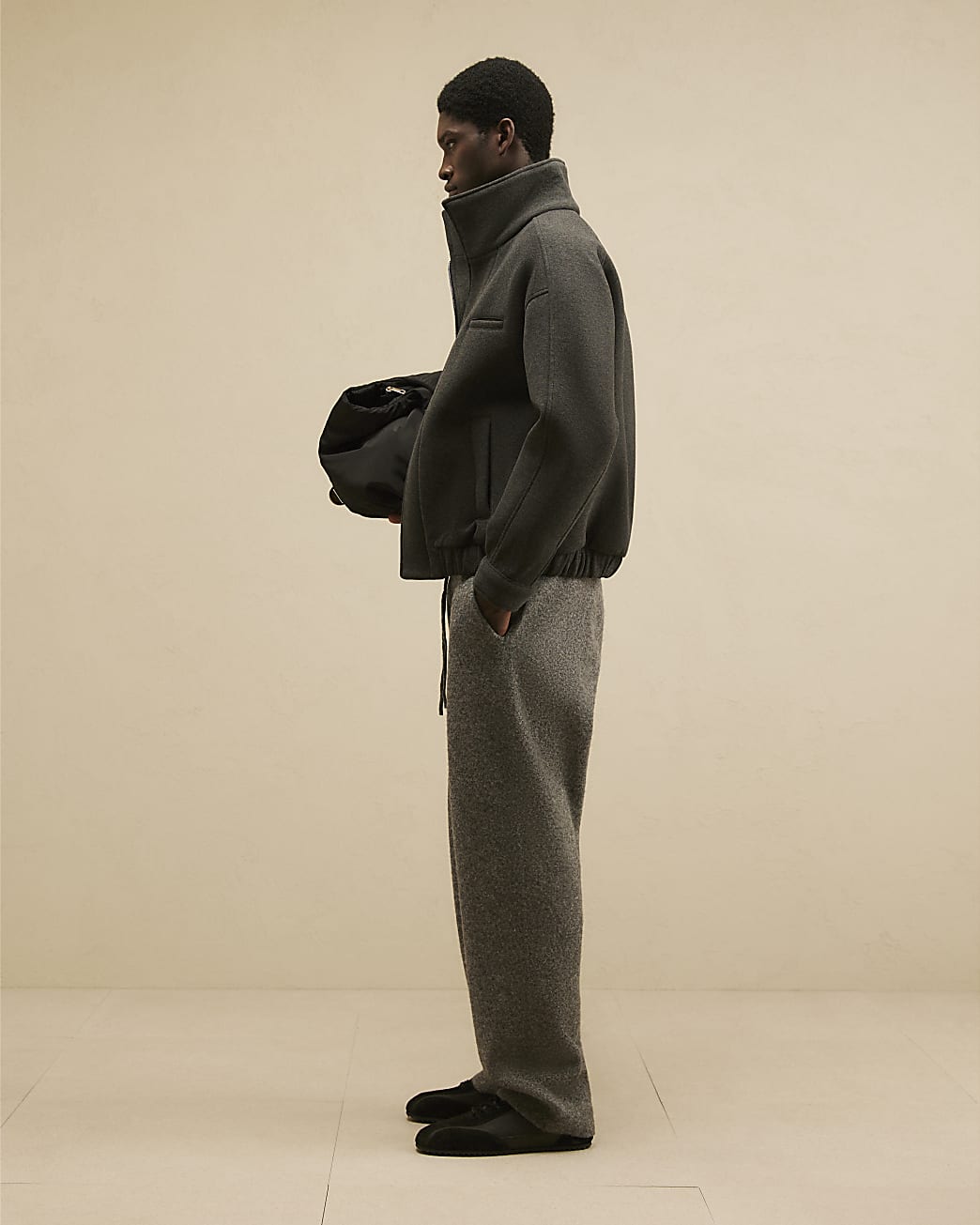 Wide Leg Knit Joggers in Grey - Image 2 Wide Leg Knit Joggers in Grey