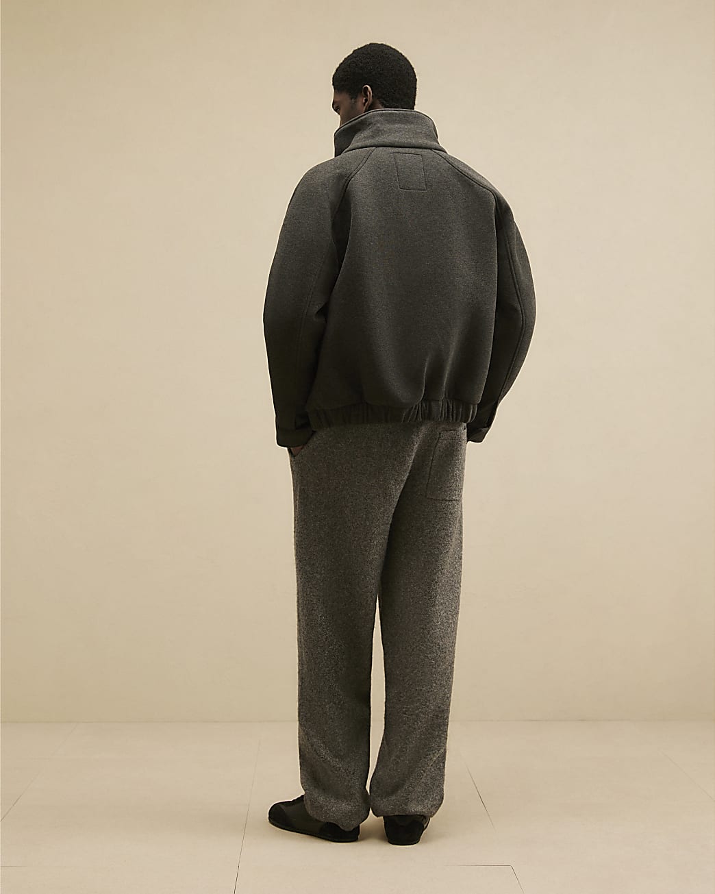 Wide Leg Knit Joggers in Grey - Image 3 Wide Leg Knit Joggers in Grey