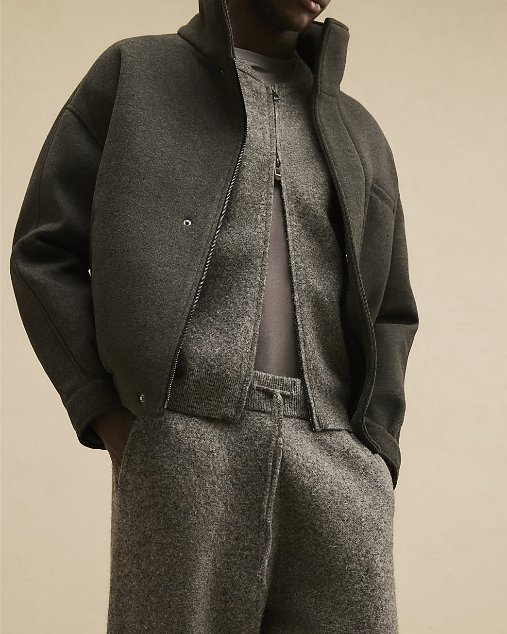 Wide Leg Knit Joggers in Grey - Image 4 Wide Leg Knit Joggers in Grey