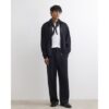 Wide Leg Pinstripe Joggers in Black