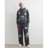 Wide Leg Scribble Joggers in Black
