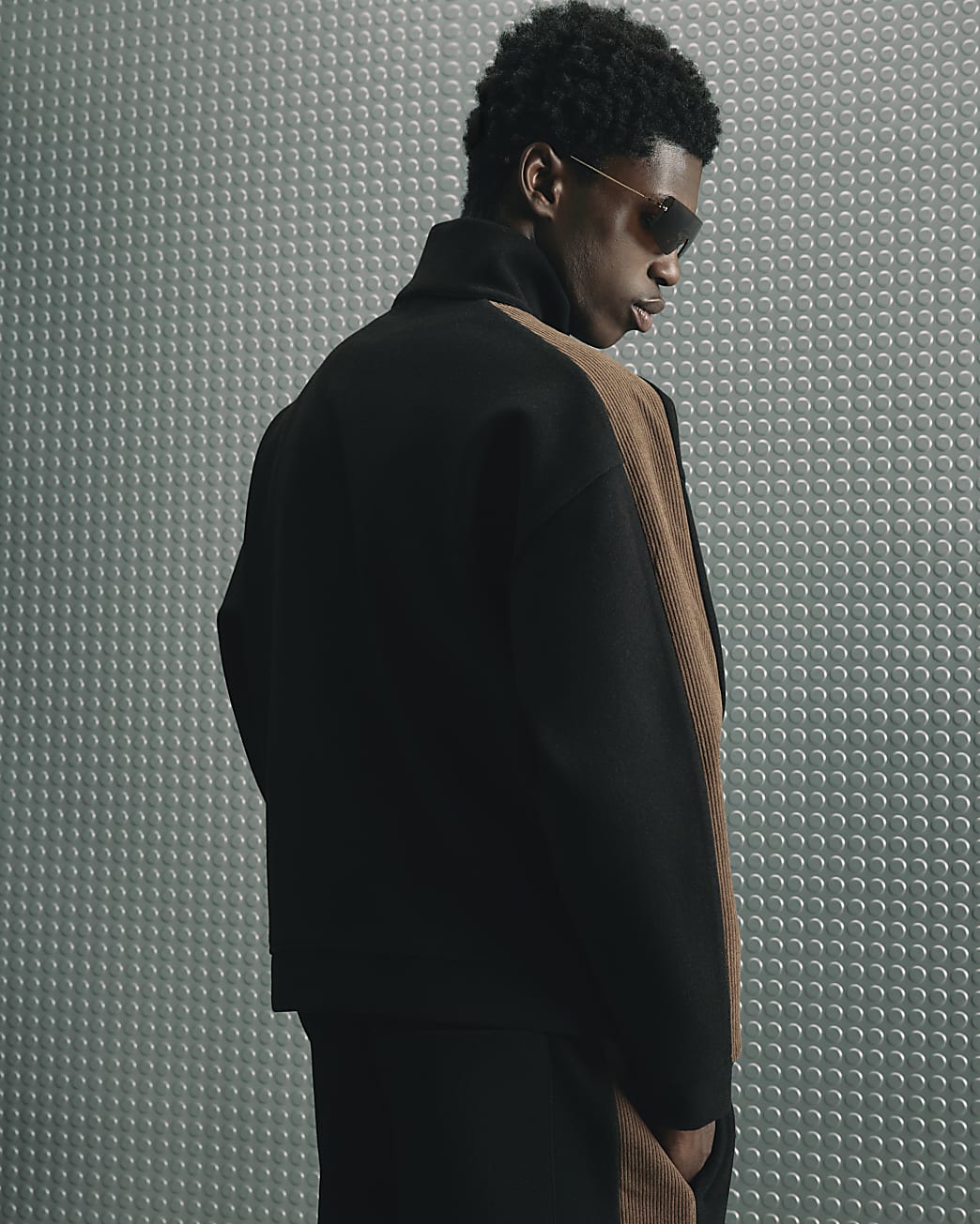 Zip Through Corduroy Sweatshirt in Black - Image 3 Zip Through Corduroy Sweatshirt in Black