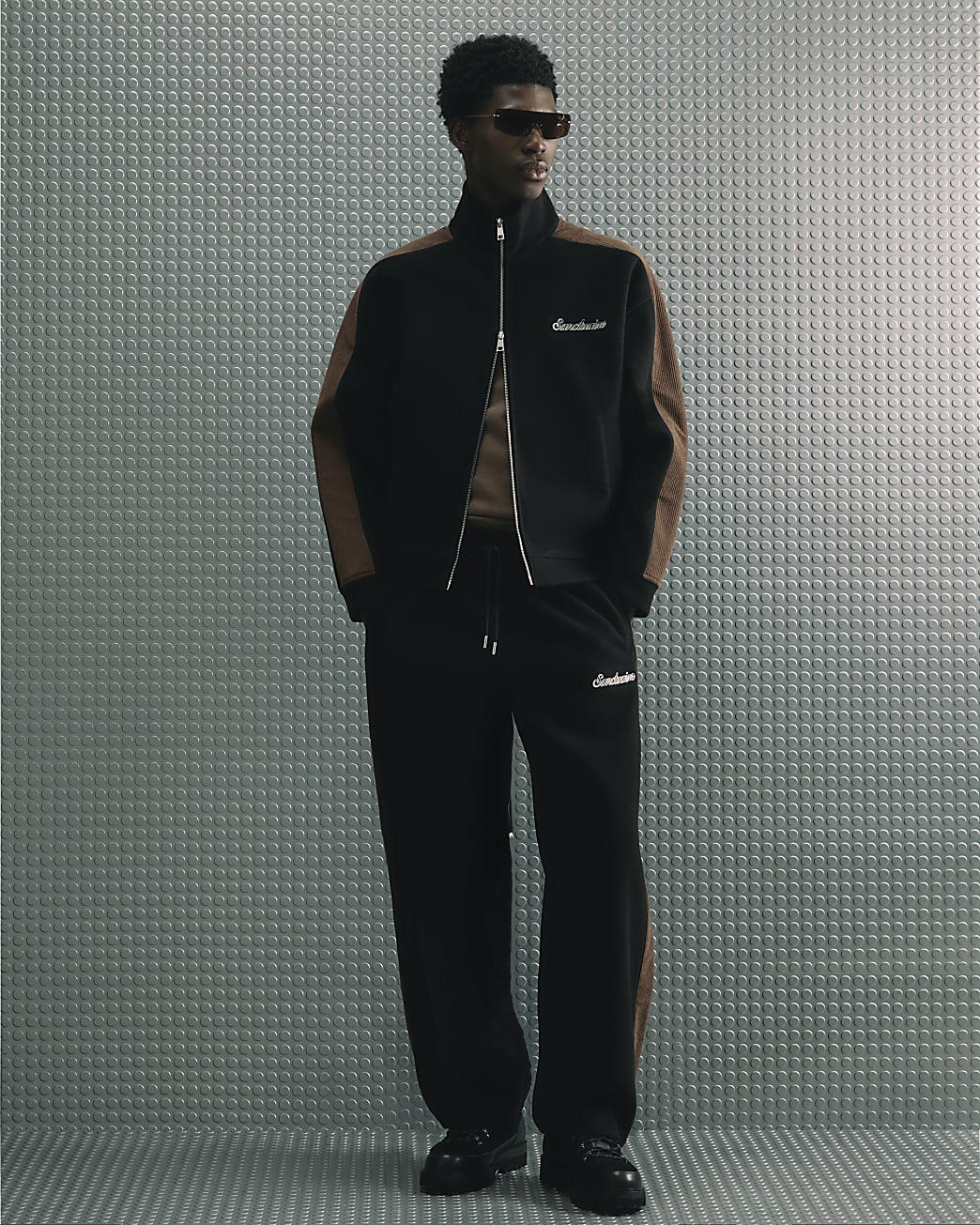 Zip Through Corduroy Sweatshirt in Black - Image 4 Zip Through Corduroy Sweatshirt in Black